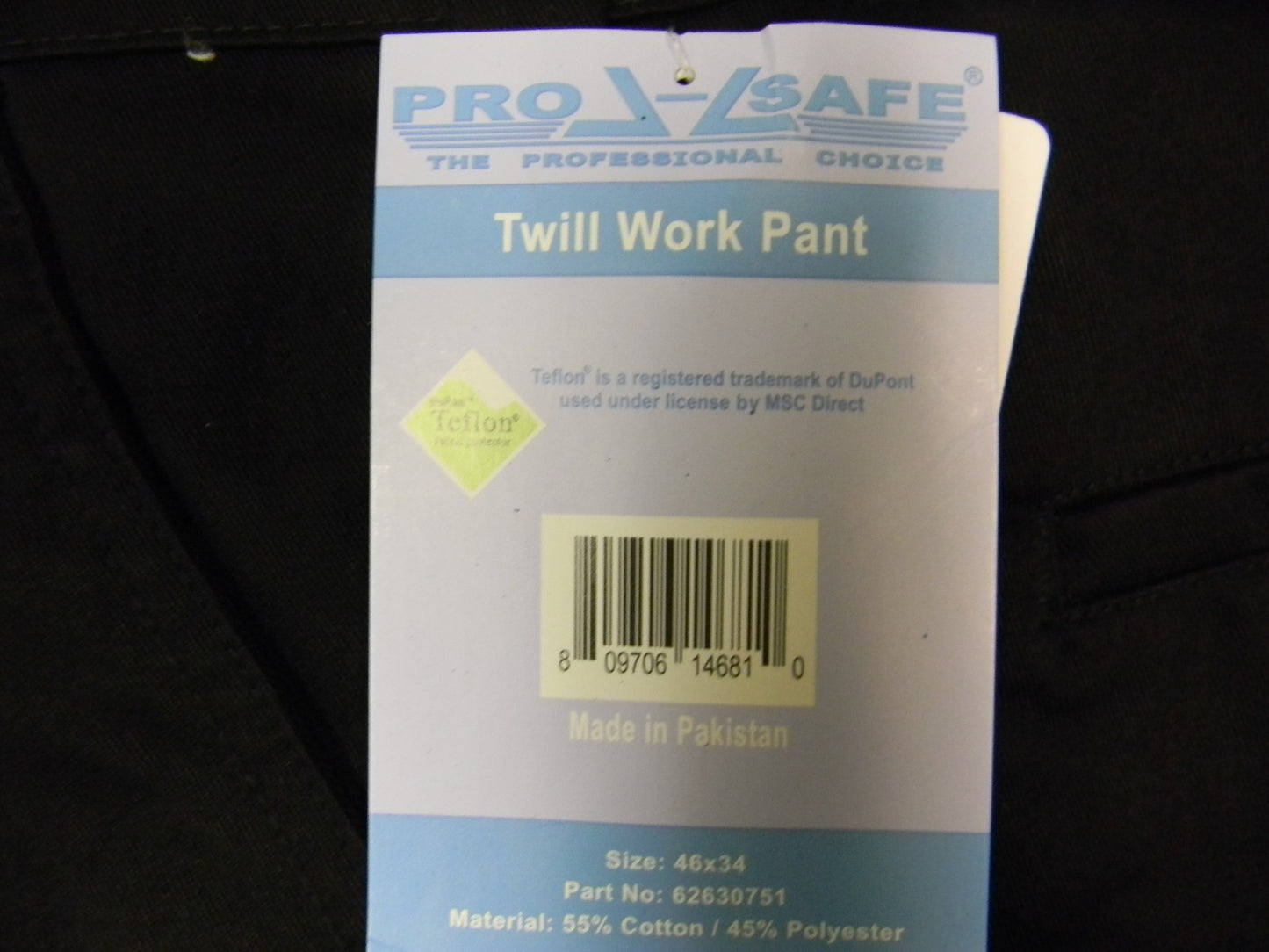 Pro safe BLK twill work pants 46X34 QTY 3 62630751