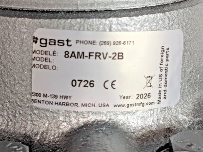 Gast Reversible Foot Air Actuated Motor 5hp 8AM-FRV-2B