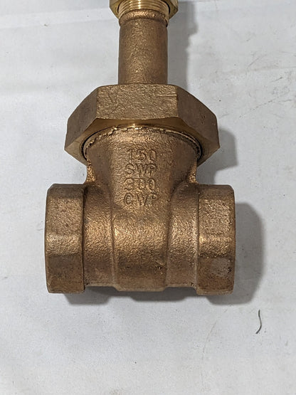 NIBCO Gate Valve: Rising Stem, 1" Pipe, Threaded, Bronze NL1M00A