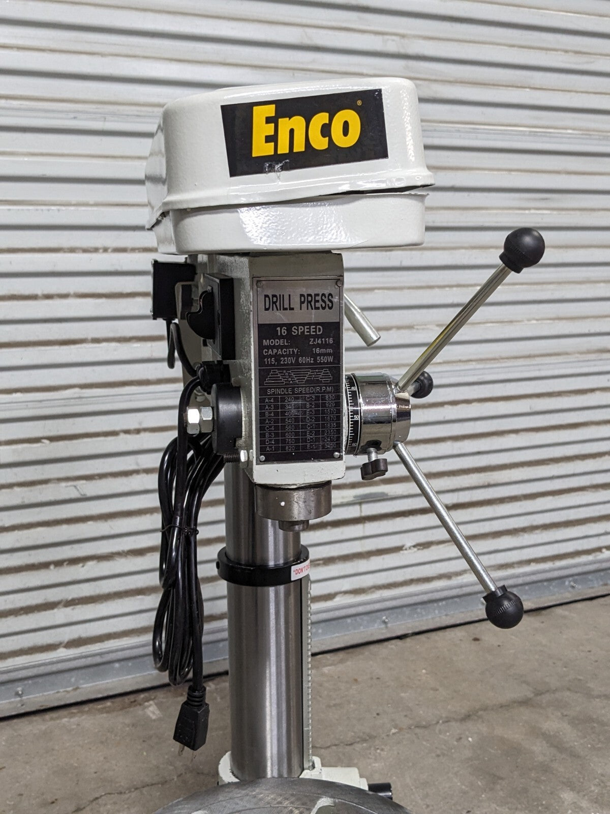 Enco Step Pulley Floor Drill Press 13" Swing 16-Speed 250 - 3100 RPM 115v