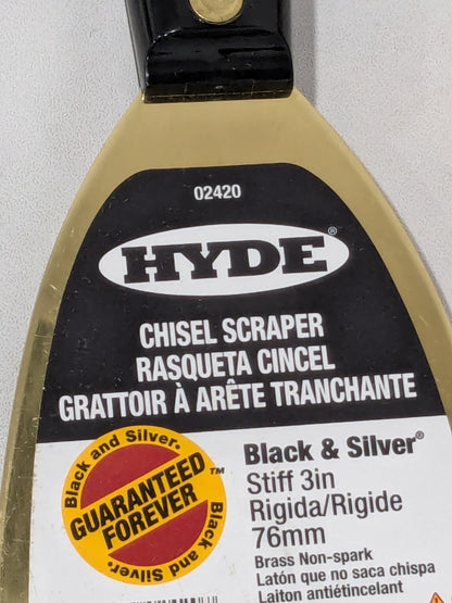 Hyde Stiff Brass Chisel Scraper 3" Blade Width Qty 2 02420