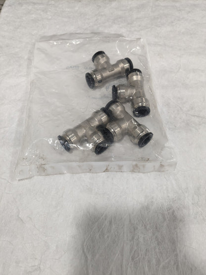 PARKER Push-To-Connect Tube to Tube Tube Fitting: Union Tee, 1/2" OD Qty 4