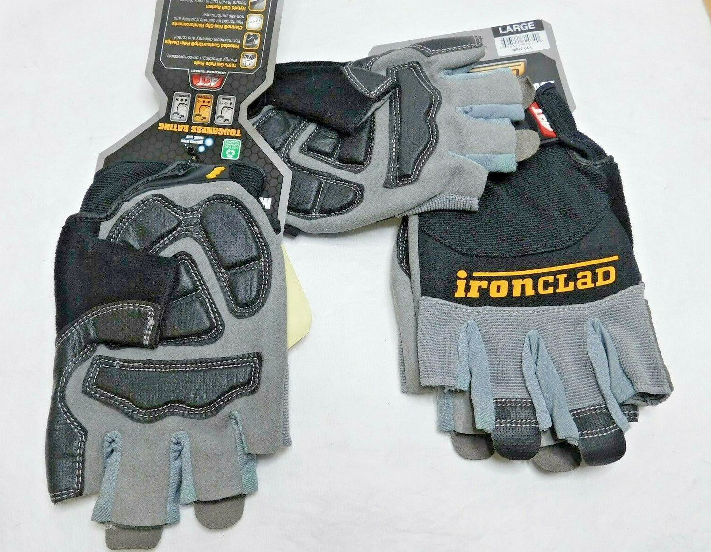 AGT Ironclad MACH-5 Vibration Impact Fingerless Gloves Large Qty 2 MFI2-04-L