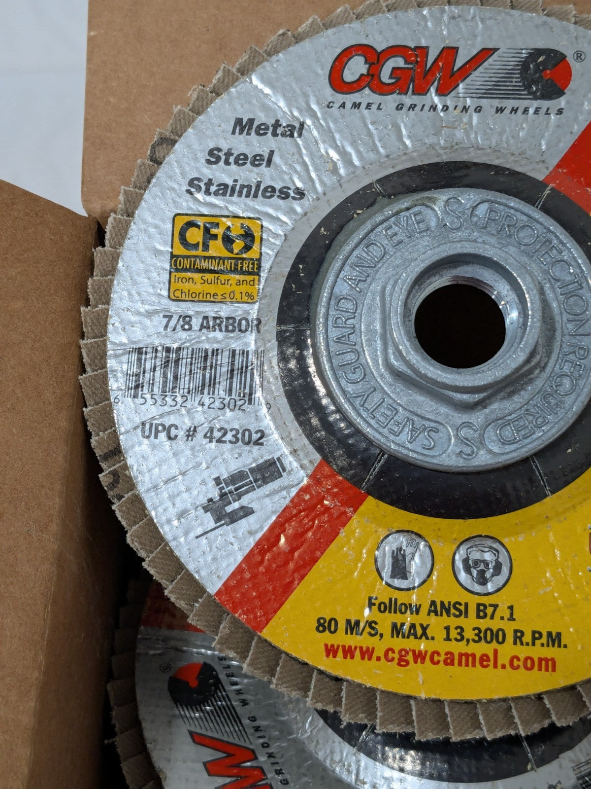 CGW Flap Disc: 4-1/2" Dia, Zirconia Alumina, Type 27 Box of 10 42312