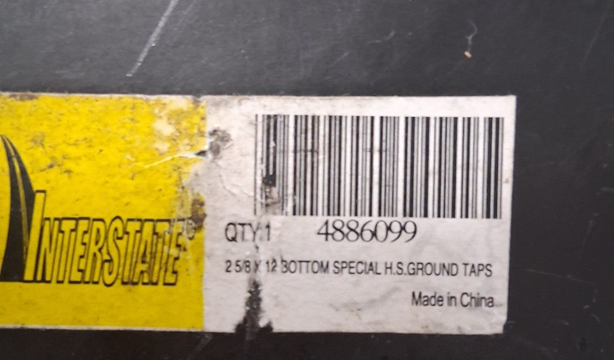 Interstate Straight Flute Tap 2-5/8-12 UNS 6FL Bottoming Chamfer HSS 04886099