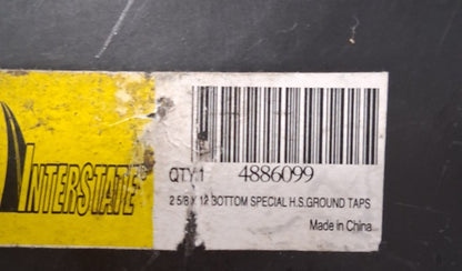 Interstate Straight Flute Tap 2-5/8-12 UNS 6FL Bottoming Chamfer HSS 04886099
