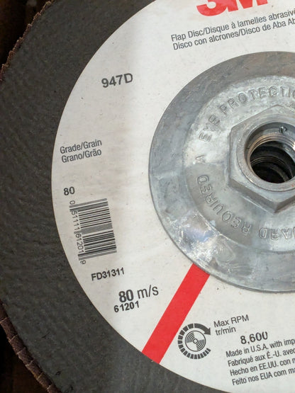 3M Flap Disc: 7" Dia, 80 Grit, Ceramic Alumina, Type 27 Box of 5 7000118486