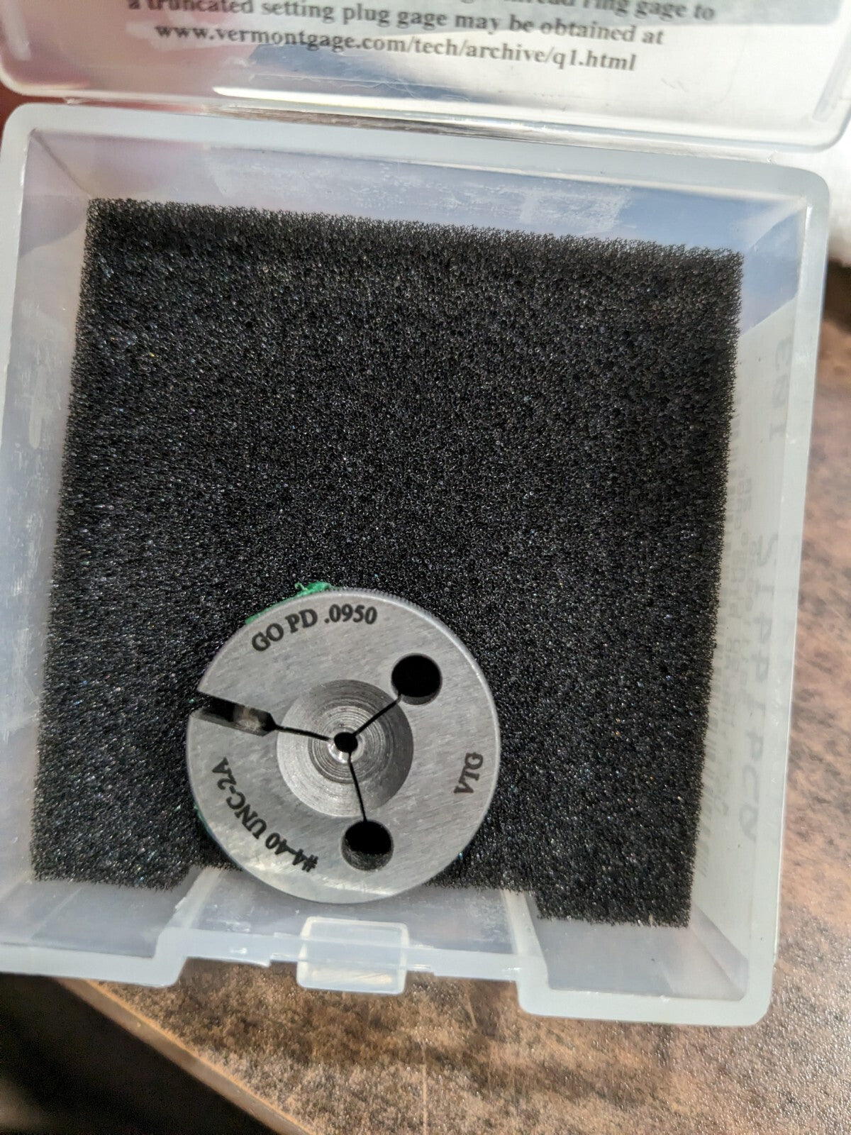 VERMONT GAGE Threaded Ring Gage: #4-40 Thread, UNC, Go 361110010