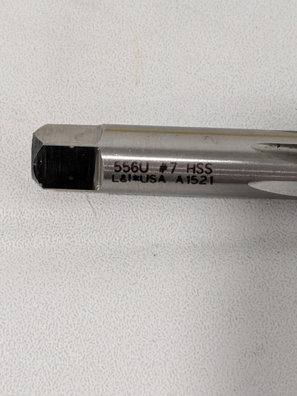 L&I Taper Pin Reamer: #7 Pin, 0.3297" Small End, 0.422" Large End 556u 7