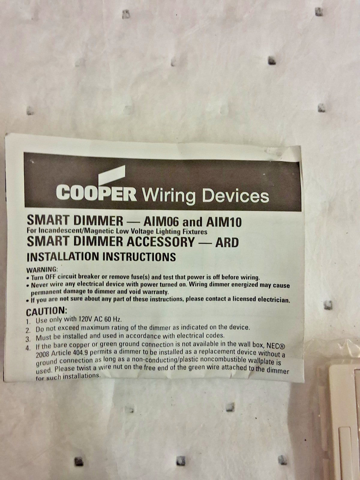 Cooper Wiring Devices Accessory Dimmer ARD-C2