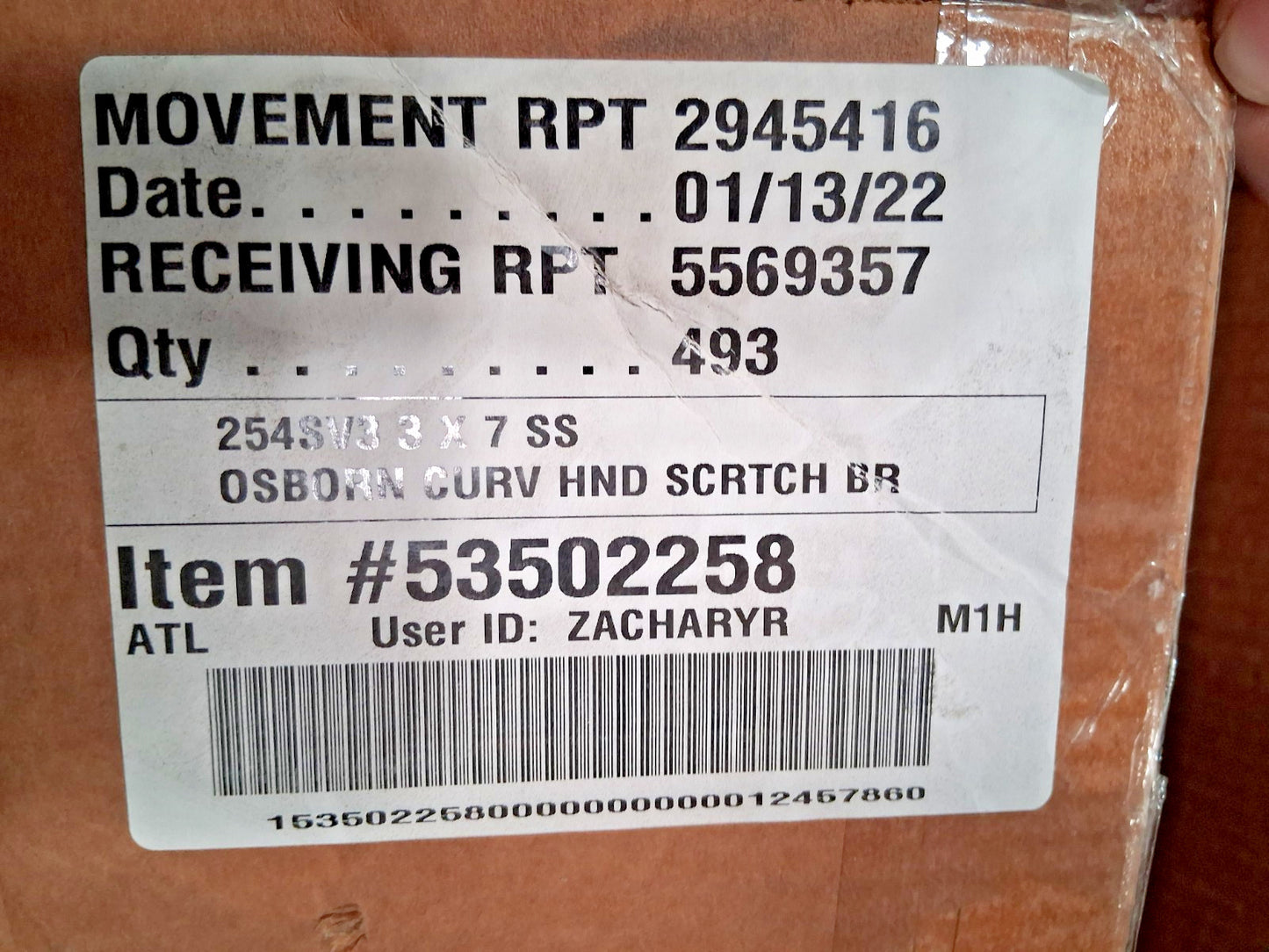 Osborn Stainless Steel Scratch Brush QTY36 3 Row 7 Column 53502258
