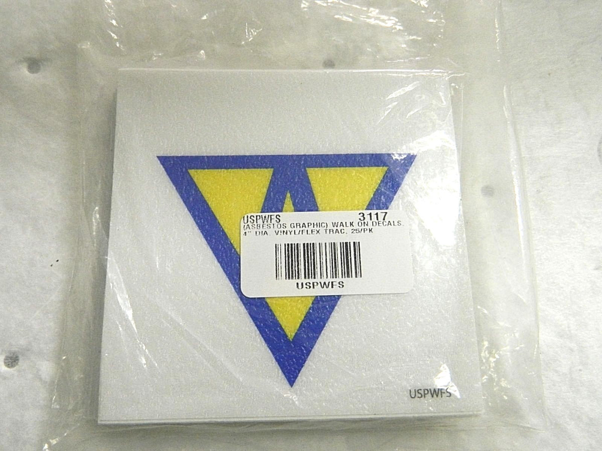 NMC Pressure Sensitive Vinyl Safety Signs Asbestos Graphic 4" Qty 25 Pack U