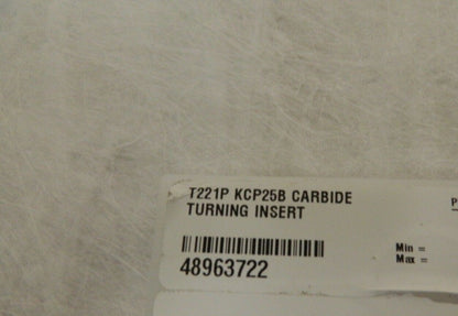 Kennametal T221P KCP25B Carbide Turning Insert Box of 10 6151564