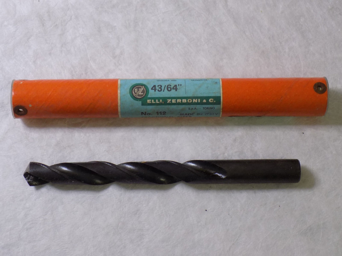 Elli Zerboni & C. #112 01180439 Jobber Drill HSS 43/64" 118º Pt Angle Lot of 4