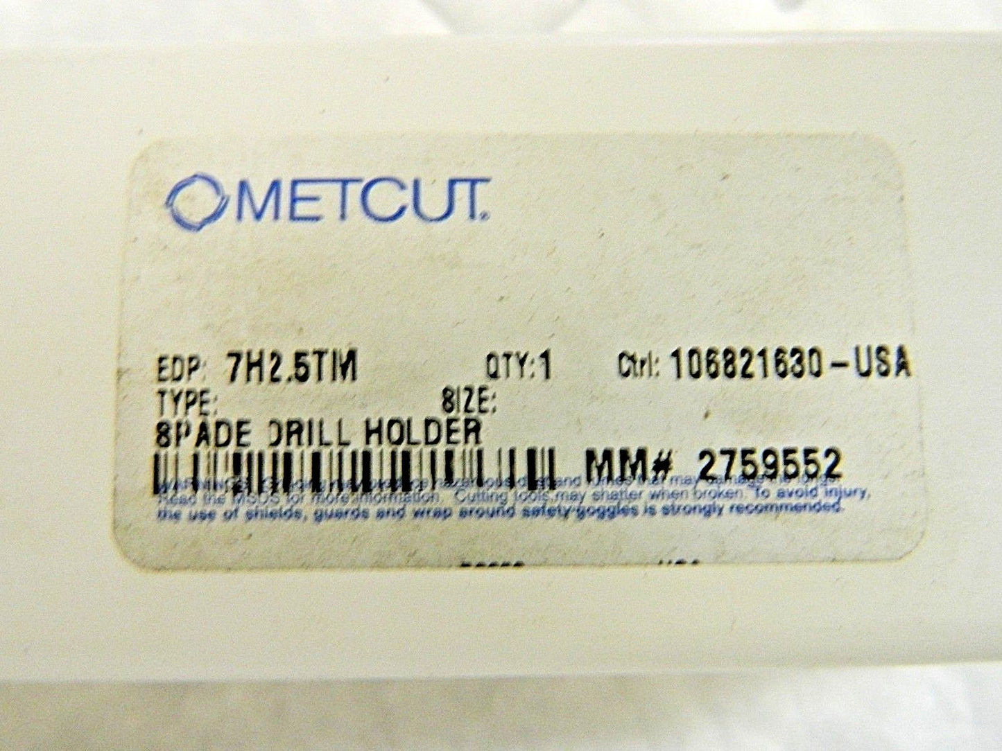 Metcut Morse Taper Shank Spade Blade Holder 1.1870" Drill Dia  7H2.5TM