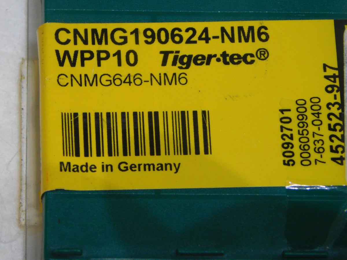 Walter Valenite Carbide Rhombic Inserts CNMG190624-NM6 Grade-WPP10 Box of 10