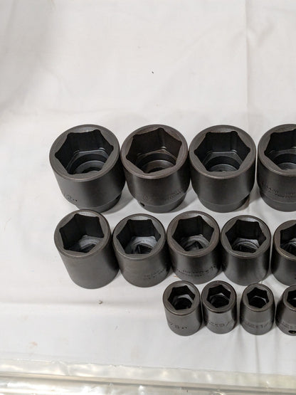Proto Socket Set: Impact Standard, 19 Pc, 1/2" Drive, 3/8 to 1-1/2" J74106