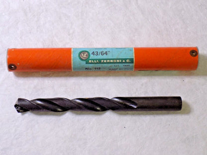 Elli Zerboni & C. #112 01180439 Jobber Drill HSS 43/64" 118º Pt Angle Lot of 4
