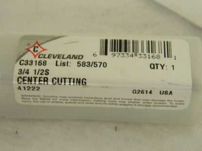 Cleveland Style HG-4C 0.75" x 3.625" 4FL Single End Bright HSS End Mill C33168