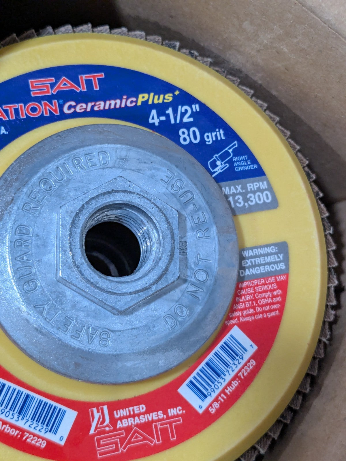 United Flap Disc: 4-1/2" Dia, 80 Grit, Ceramic Alumina, Type 27 Qty 10 72329