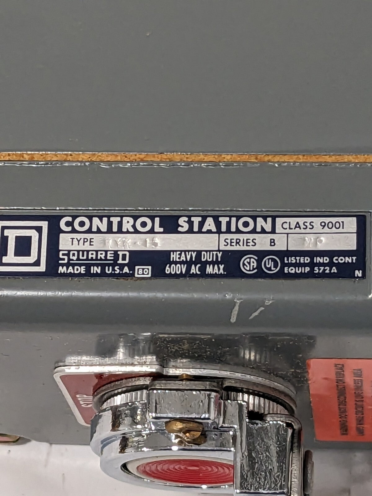 Square D Heavy Duty 600V AC Unit Control Station "Stop" 9001-KYK-15