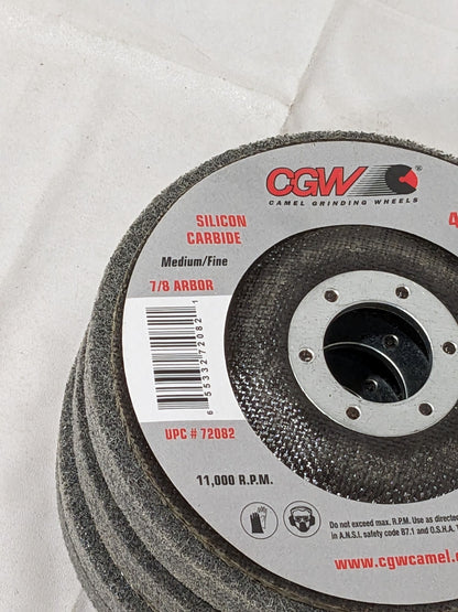 CGW Grinding Wheel 4-1/2 x 7/8 Silicon Carbide Medium-Fine Qty 4 72082