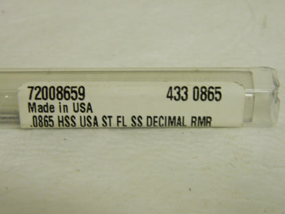 Yankee Chucking Reamer 0.0865" x 3/4" x 3" 4-Flute HSS QTY 5 72008659