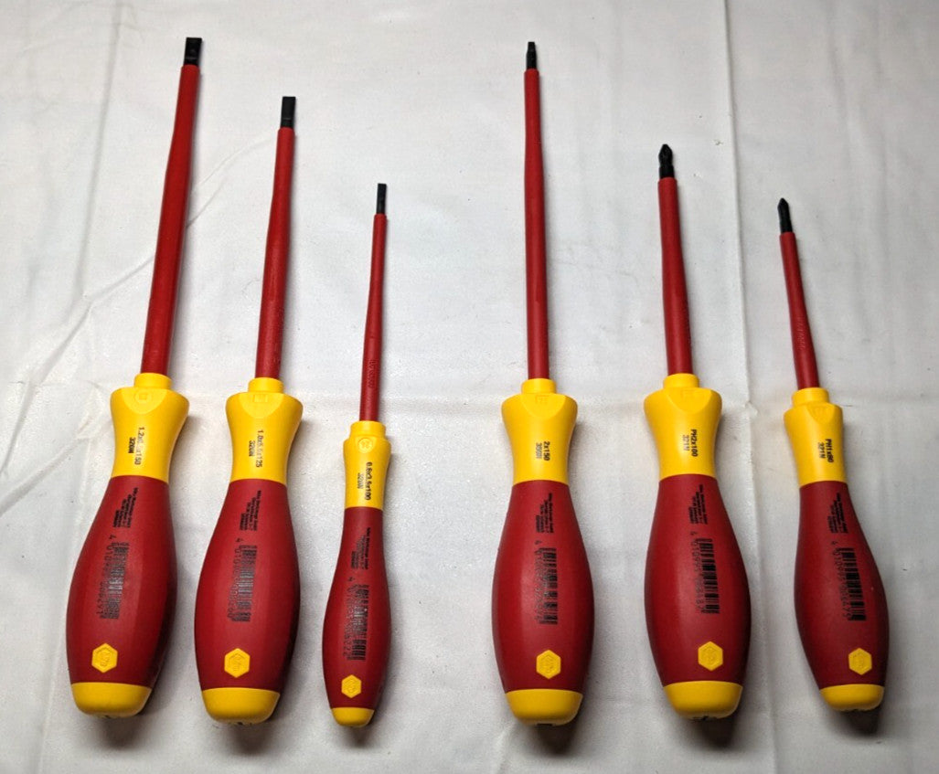 WIHA Screwdriver Set 6 Pc Insulated Slotted Phillips Square 32097 INCOMPLETE SET