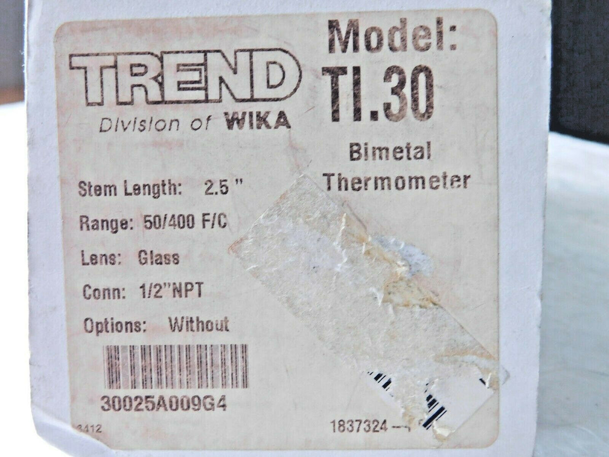 Wika Bi-Metal Thermometer SS 2-1/2" Stem 50 to 400° F TI.30 30025A009G4