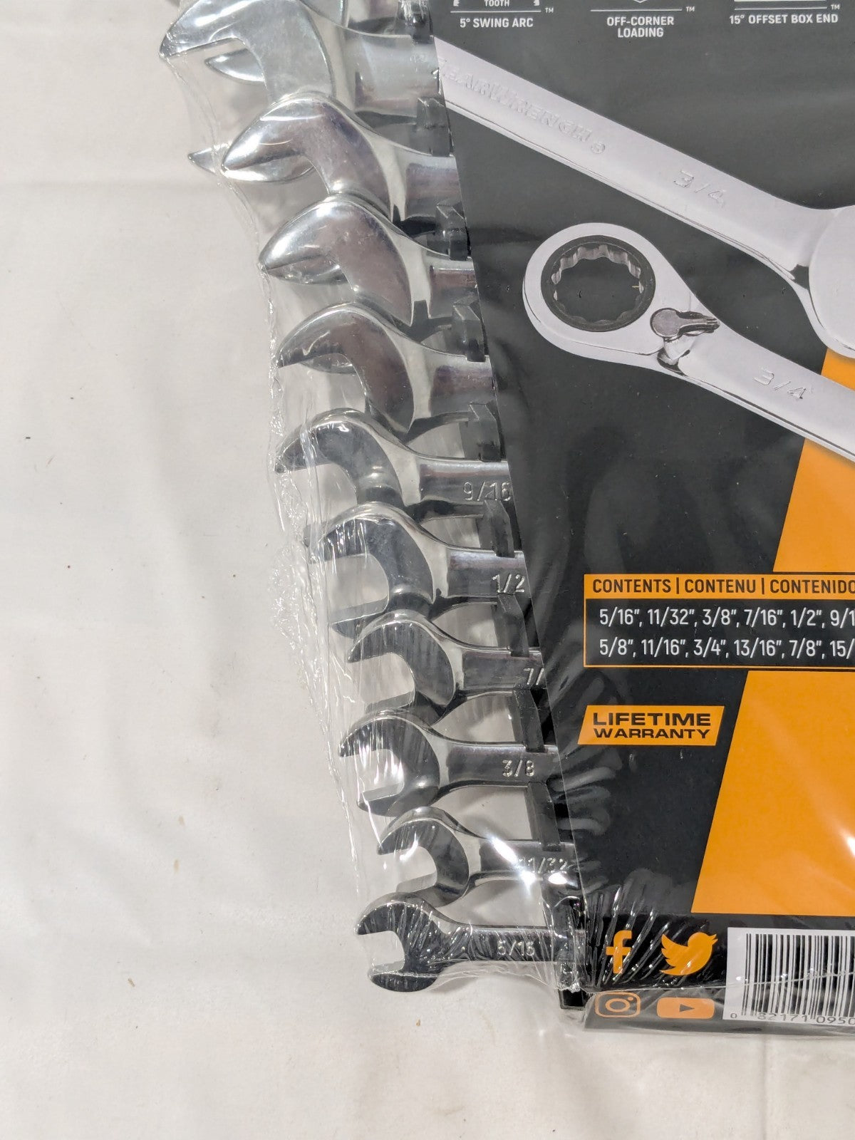 GEARWRENCH Combination Wrench Set: 13 Pc, 5/16 to 1" Wrench, 15º Angle 9509N