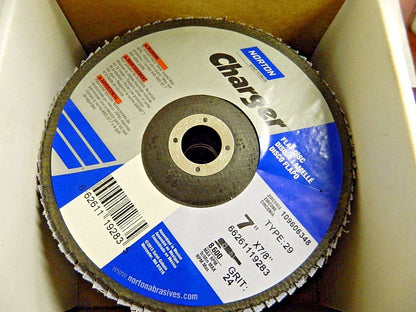 Norton Charger Conical Flap Discs 7"Dia x 7/8" 24 Grit Type 29 Qty 5 6