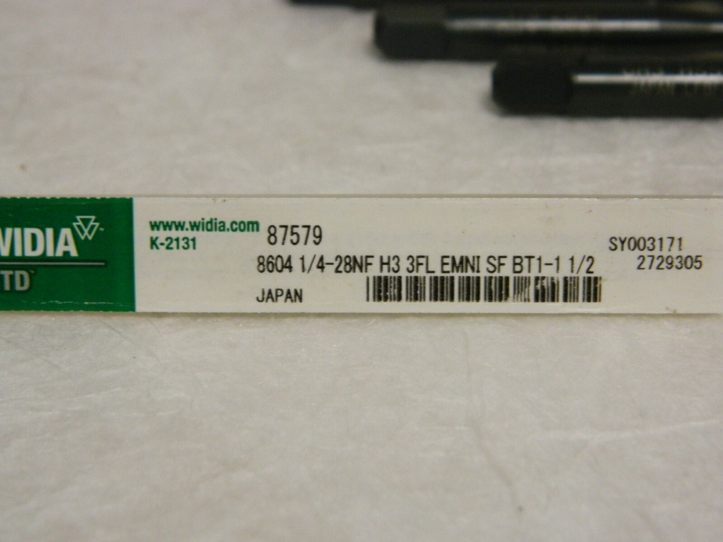 WIDIA GTD  1/4" - 28 NF H3 Hand Tap Qty 3 87579