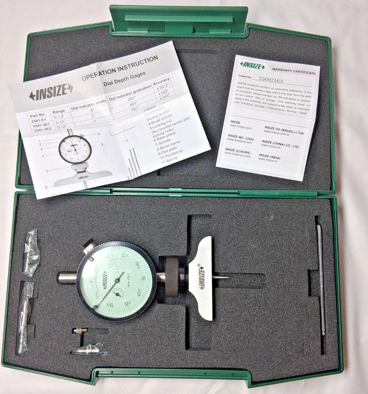 Insize Dial Depth Gage 1.2" Maximum Measurement 2341-E1