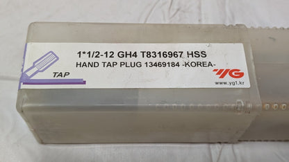 YG1 Straight Flute Plug Standard Hand Tap HSS TiN 1-1/2- 12 GH4 6FL T8316967
