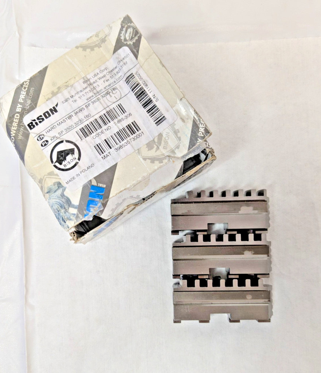 Bison 3 Piece Hard Lathe Steel Chuck Jaw Set Master 0.7874'' OAW 7-885