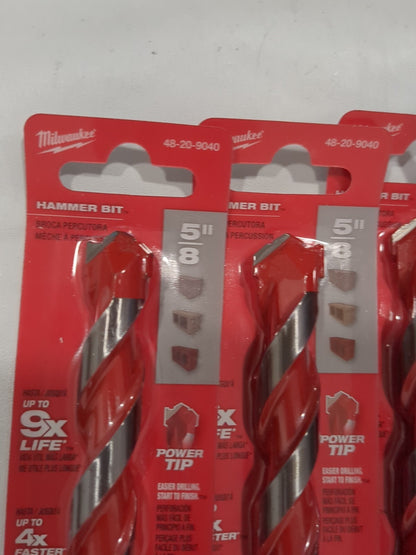 MILWAUKEE TOOL 3pk Rotary Drill/Hammer Drill Bits 5/8 3-Flat HSS 48-20-9040