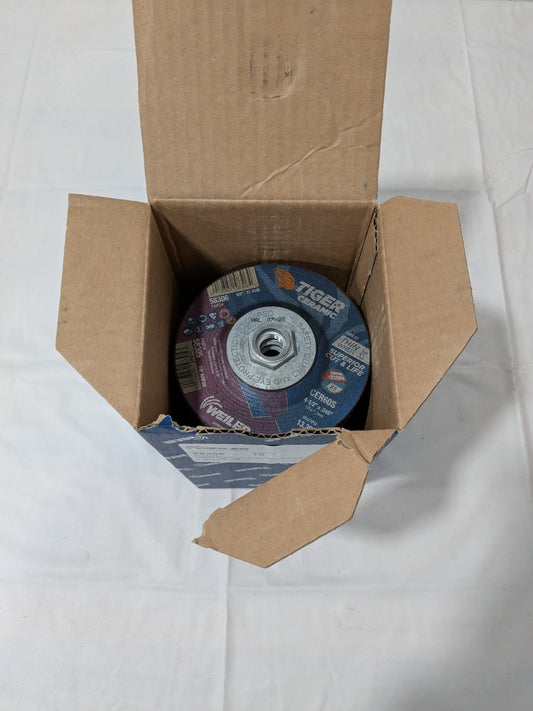 Weiler Depressed-Center Wheel: Type 27, 4-1/2" Dia, 5/8-11 Hole Box of 10 58306