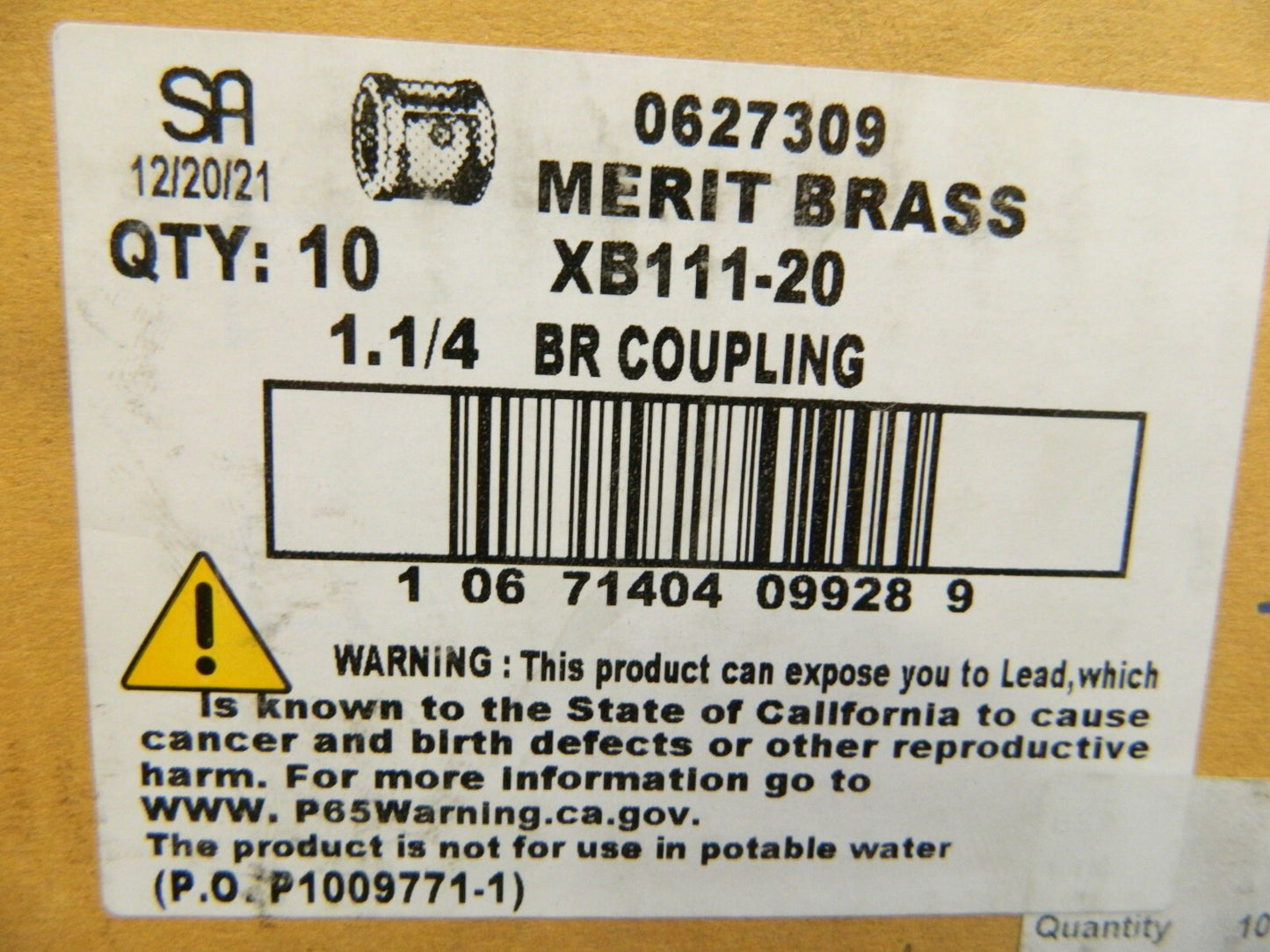 Merit Brass Pipe Coupling 1-1/4" Fitting FBSPT x FBSPT Class 125 Qty 10 XB111-20