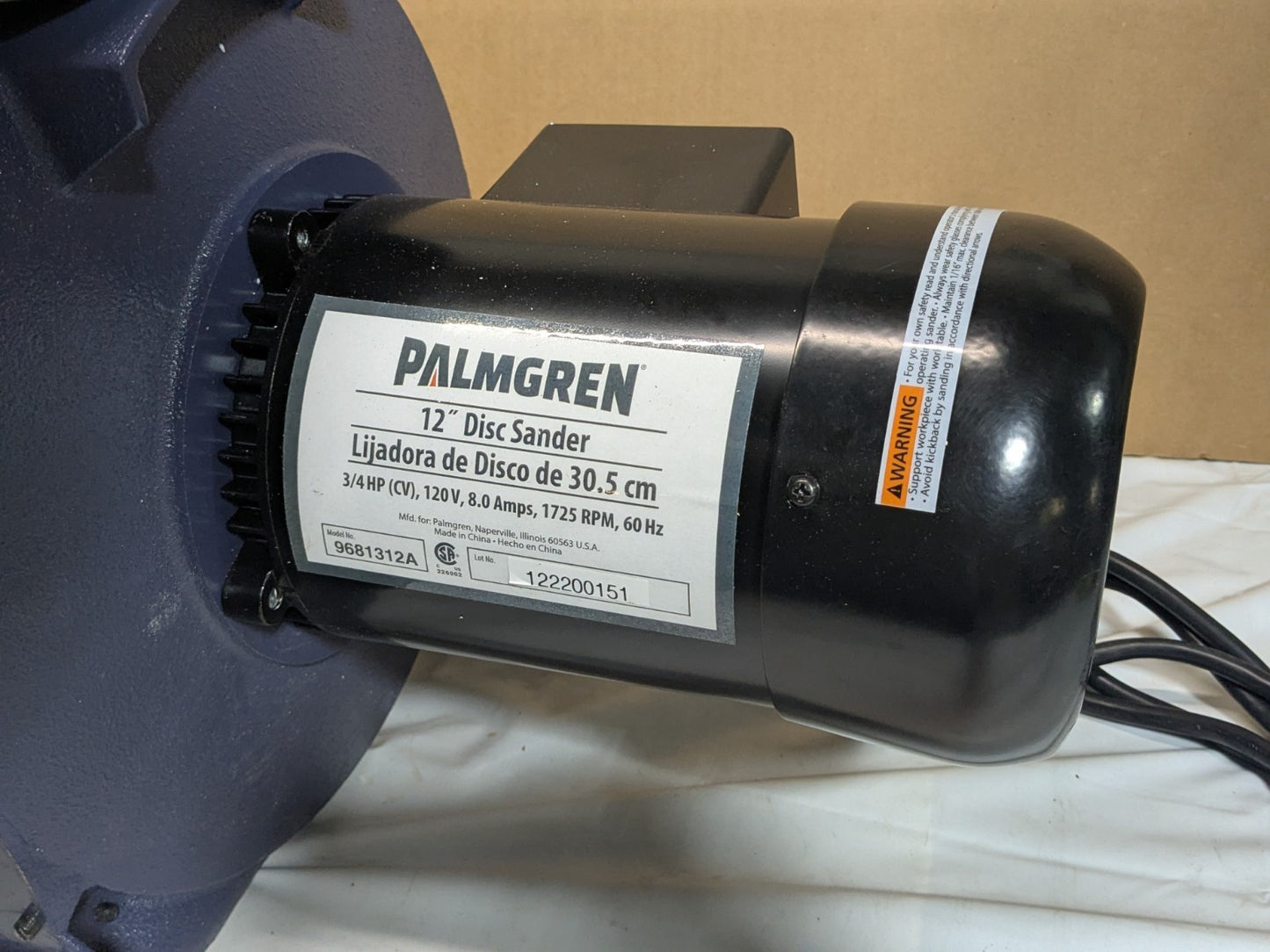 Palmgren Bench Top Disc Sander 12" Diameter 3/4 HP 120v 9681312 Parts / Repair