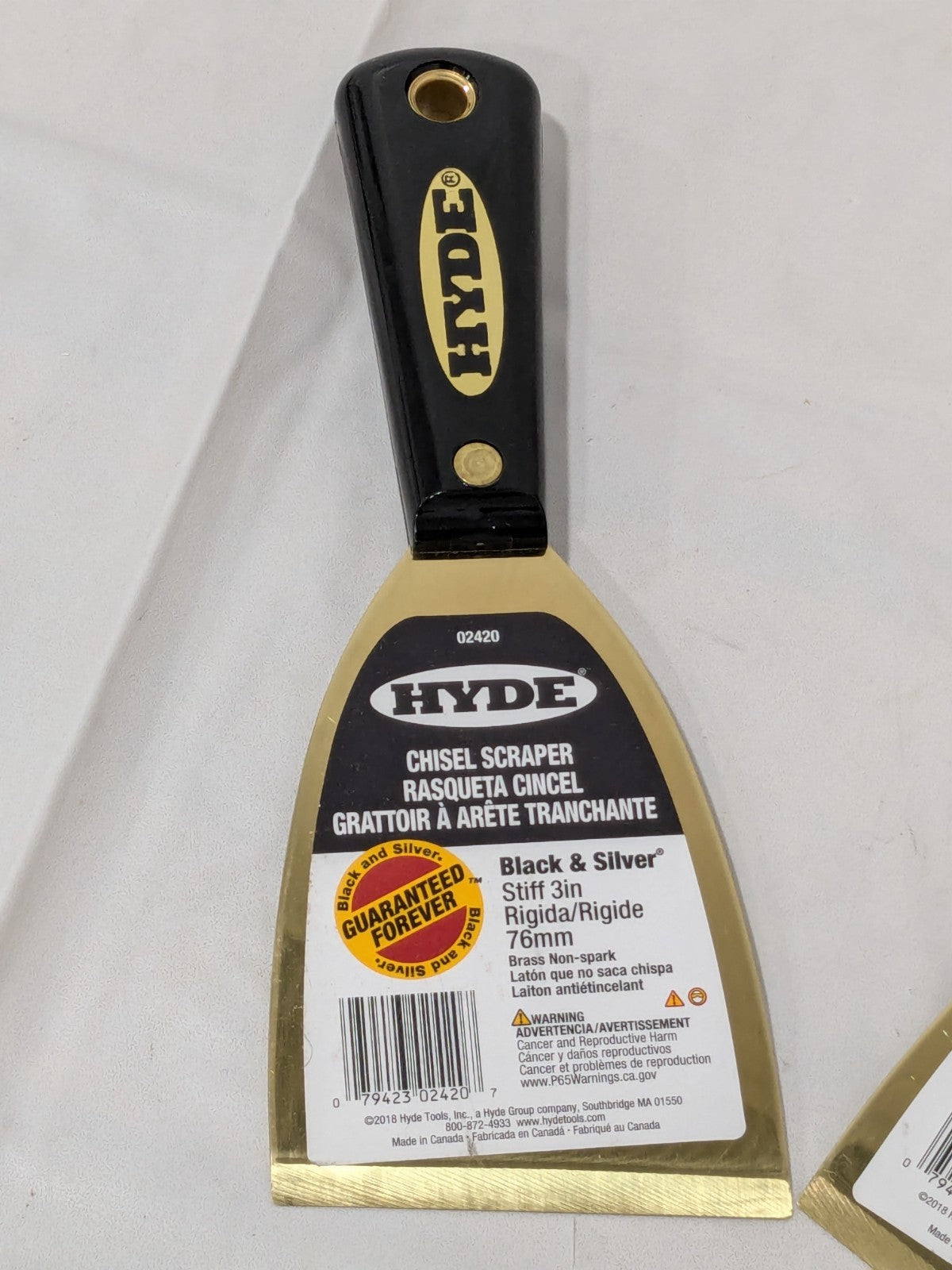 Hyde Stiff Brass Chisel Scraper 3" Blade Width Qty 2 02420