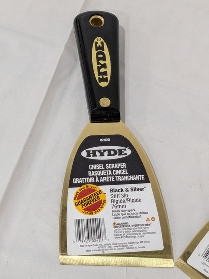 Hyde Stiff Brass Chisel Scraper 3" Blade Width Qty 2 02420