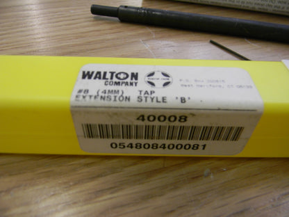 WALTON Tap Extension #8 Tap, 8" OAL, 0.169" Tap Shank Diam 40008