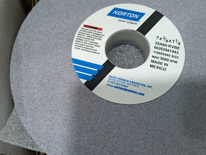 NORTON SurfaceGrindingWheel2pk 7" Dia 3/4" Thick 1-1/4" Hole 60 Grit 66252941943