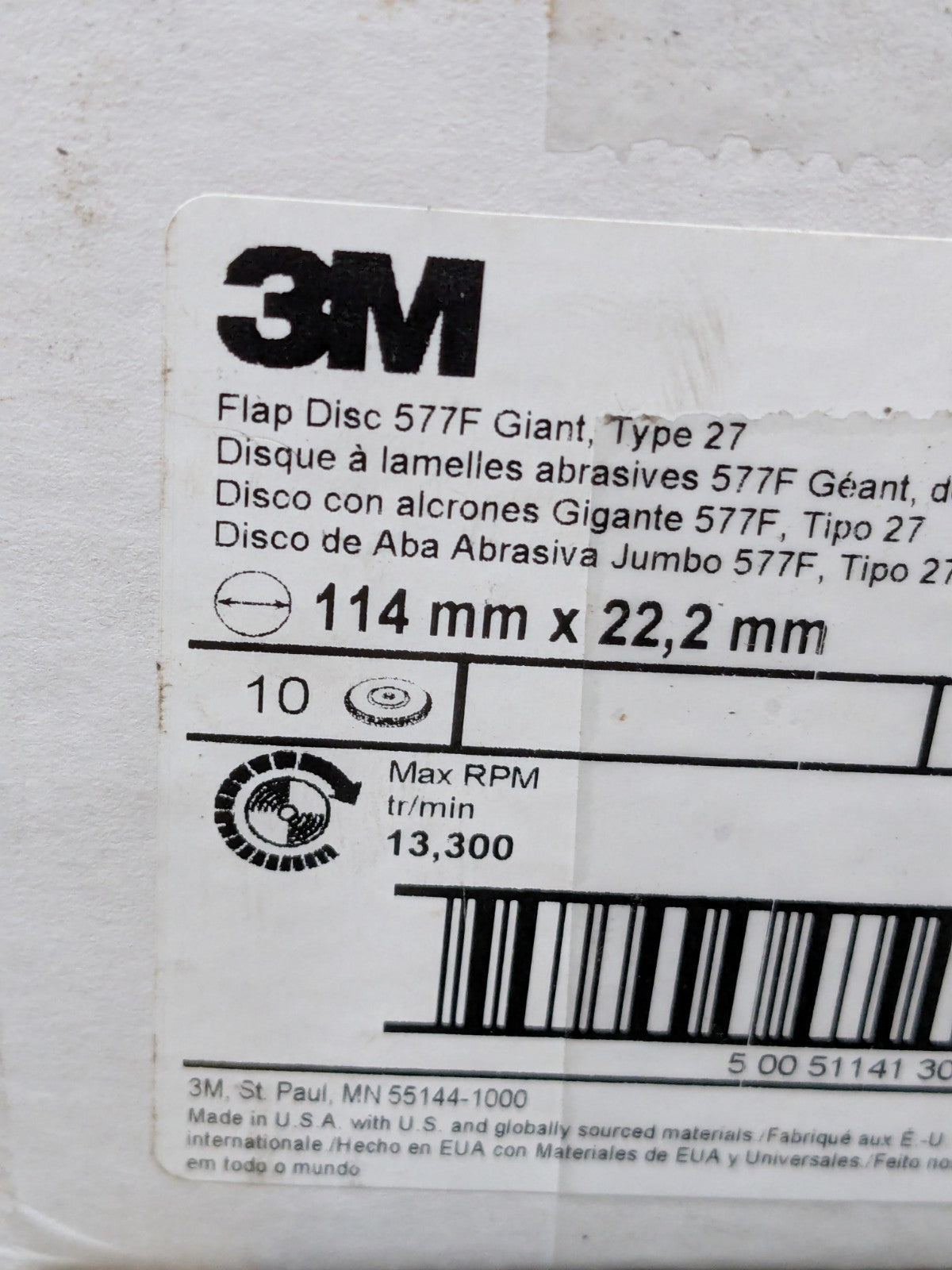 3M Flap Disc: 4-1/2" Dia, 7/8" Hole, 36 Grit, ZA, Type 27 Qty 10 7010363149