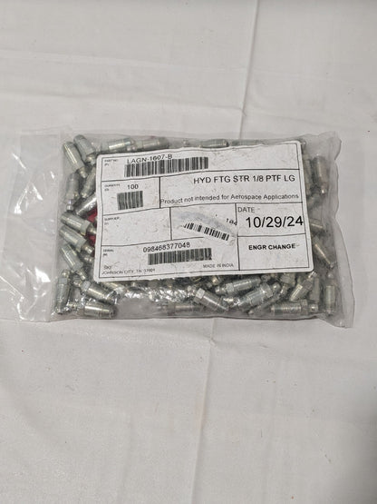 Alemite 1/8 PTF Straight Fittings 1-1/4 OAL Qty 100 1607-B