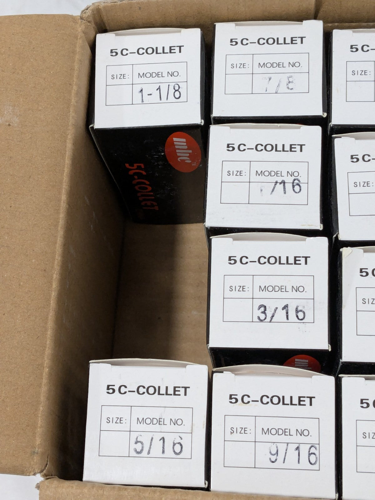 5C Collet Set With Tray: 18 Pc, 1/16 to 1-1/8" Capacity 230-8018