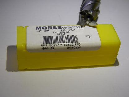 Morse Cuttting Tools End Mill 5/8" Dia. 4FL Non-Center Cutting HSS #43511