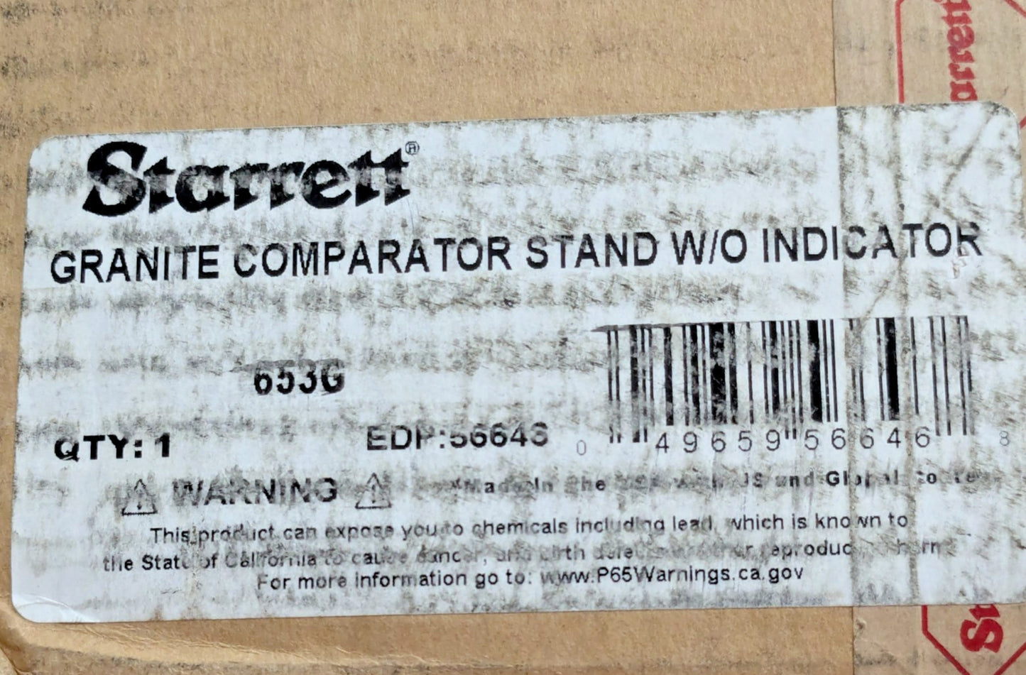 Starrett Granite Comparator Stand 8" x 12" x 2" W/O Indicator 566