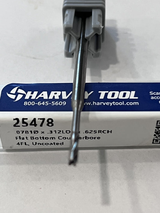 Harvey Tool  0.0781" Cut Diam, 5/16" Flute Length, Carbide Counterbore