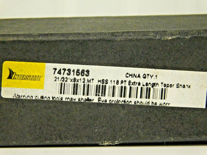 Interstate Taper Shank Drill Bit HSS 2MT 21/32" x 12" OAL 118° 7473156